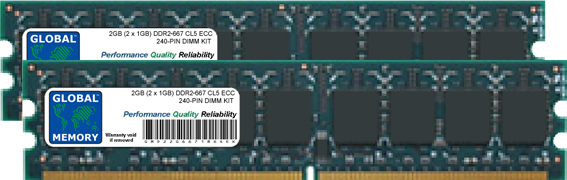 2GB (2 x 1GB) DDR2 667MHz PC2-5300 240-PIN ECC DIMM (UDIMM) MEMORY RAM KIT FOR SERVERS/WORKSTATIONS/MOTHERBOARDS